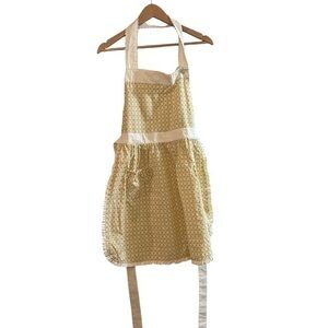 TAYLOR LINEN “Charleston” vintage look yellow cotton print bib apron